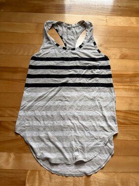 Lululemon sleeveless tank, size 2, gray/black/white striped